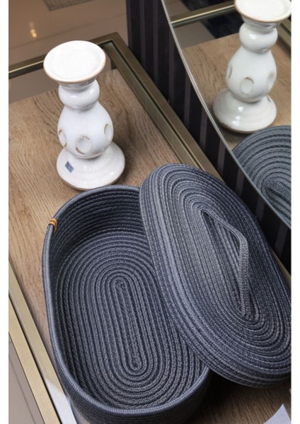 jüt Hasır Sepet Oval Kapaklı Organizer 30X20X13 indirimleri