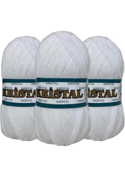 Kristal El Örgü İpliği Beyaz 000 3lü