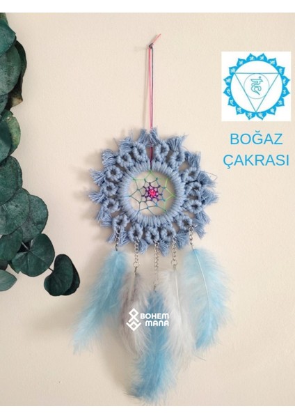 Özgün tasarım makrome detaylı çakra serisi mini düş kapanı, boğaz çakrası, a.mavi 12 x 25 cm (adet) fiyatları