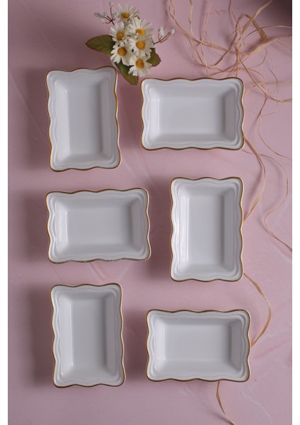 Gold Kenarlı Serenat Çerezlik, Sunumluk, Kahvaltılık 6 Adet