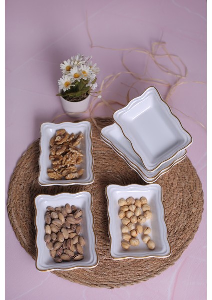 Gold Kenarlı Serenat Çerezlik, Sunumluk, Kahvaltılık 6 Adet modelleri