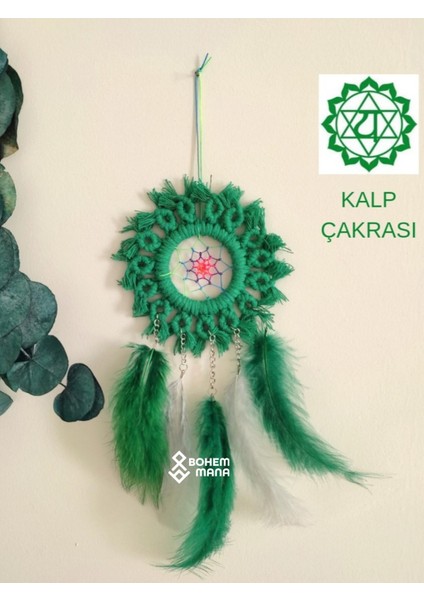 Özgün tasarım makrome detaylı çakra serisi mini düş kapanı, kalp çakrası, yeşil 12 x 25 cm (adet) fiyatları