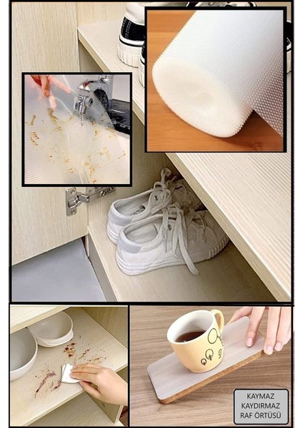 Tekno Trust Eva Kaymaz Pıtırcık Raf Örtüsü 45 cm x 10 Metre Şeffaf Kaymaz Raf Dolap İçi ve Çekmece İçi Örtü modelleri