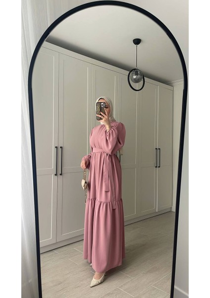 Düğmeli Elbise Pembe