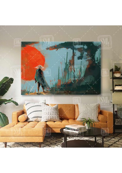 Ormanın Içinde Samuray Ve Kılıcı Uzak Doğu Japon Yatay Kanvas Tablo