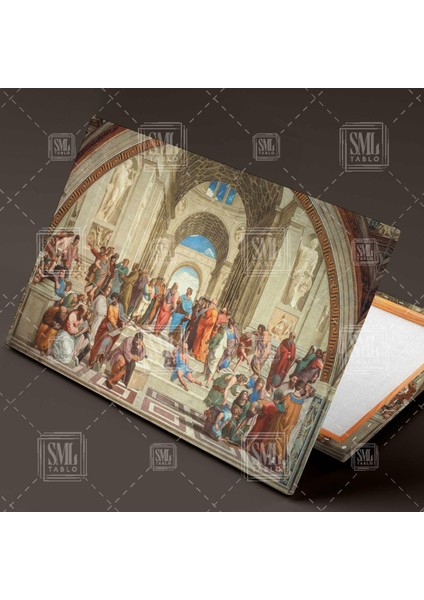 Atina Okulu Tablosu Antik Yunan Mitolojisi Raffaello Rönesans Yatay Kanvas Tablo