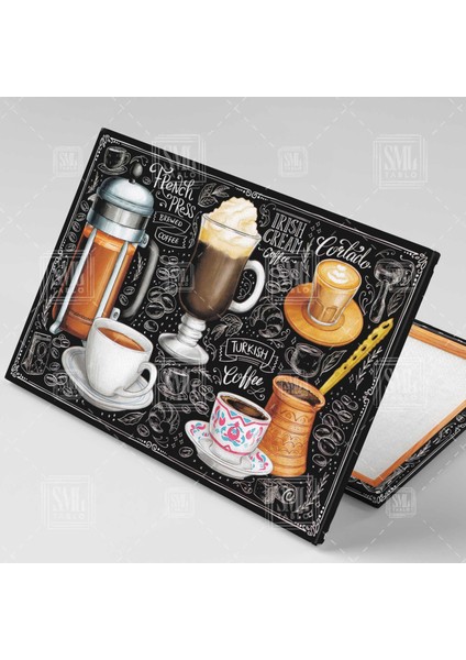 Kahve Çeşitleri Türk Kahvesi Espresso Büfe Cafe Restaurant Yatay Kanvas Tablo