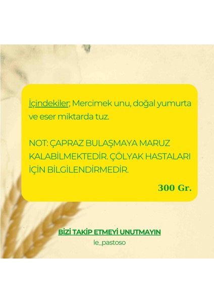 Le Pastoso 300 Gr. El Yapımı Kırmızı Mercimek Unlu Glutensiz Fettuccine Makarna