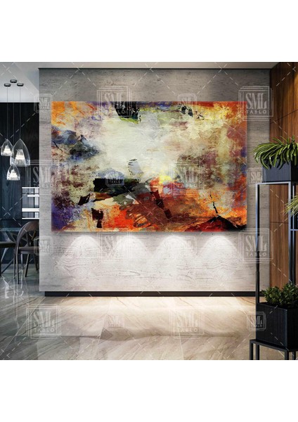 Soyut Karışık Fırça Izleri Modern Abstract Yatay Kanvas Tablo