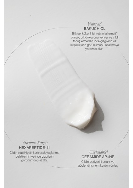 Organik Bakuchiol Gece Bakım Kremi Peptid, Ceramide 50 ml