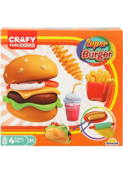 2015 Crafy Süper Burger Oyun Hamuru Seti 200 G 12 Parça