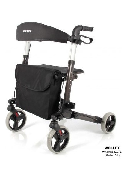 Alüminyum Tekerlekli Rolatör Karbon Gri