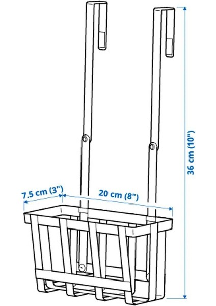 Tekno Trust Beyaz Pålycke Asılabilir Dolap Düzenleyici Beyaz 20 x 7,5 x 36 Mutfak 1 Metal indirimleri