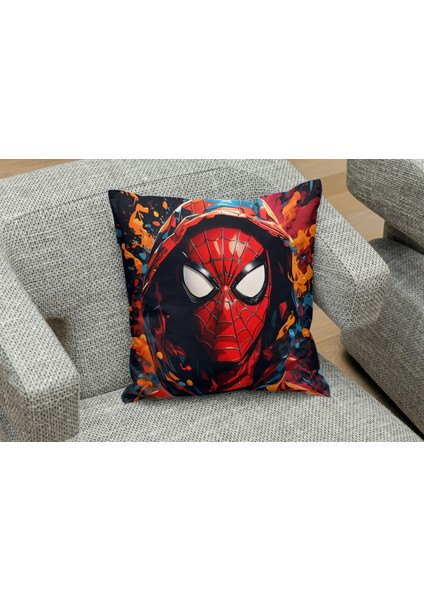 Spiderman Art Desenli Kare Yastık Kılıfı