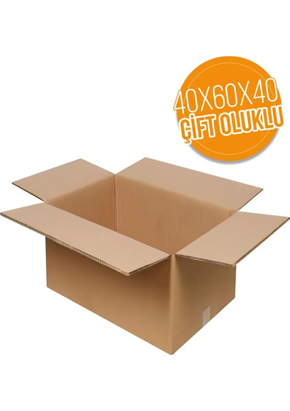 1 Adet 40 x 60 x 40 50 kg Kapasiteli Çift Oluklu Kalın Karton Koli Çeyiz Kolisi Taşınma Kolisi