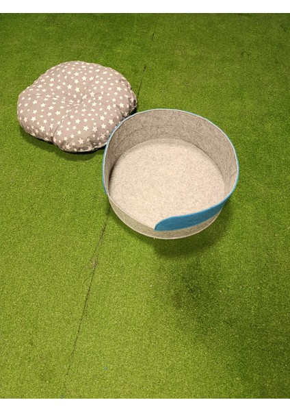 Minderli Kalın Keçe Kedi Yatağı Evi Köpek Yatağı