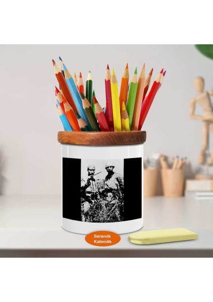 Asker Kemal Atatürk Ahşap Seramik Kalemlik -Ataturk (1074) fiyatları