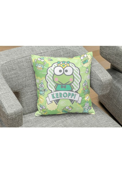 Sanrio Karakterleri Keroppi Desenli Kare Yastık Kılıfı