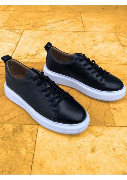 Deri Siyah Beyaz Yüksek Tabanlı Sneaker modelleri