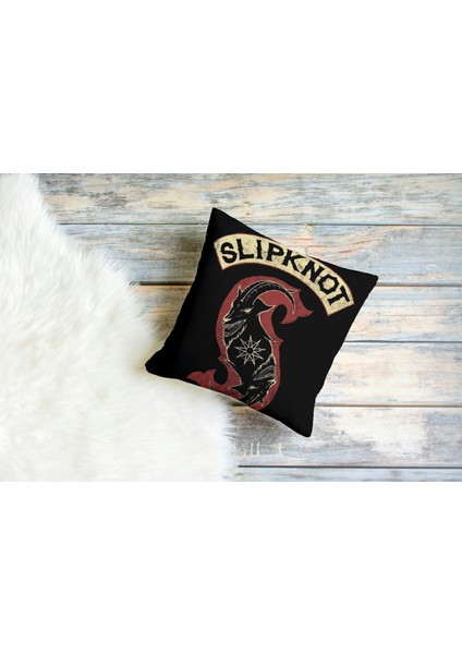 Slipknot Desenli Kare Yastık Kılıfı