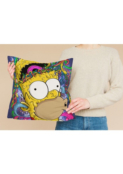 Simpsons Desenli Kare Yastık Kılıfı