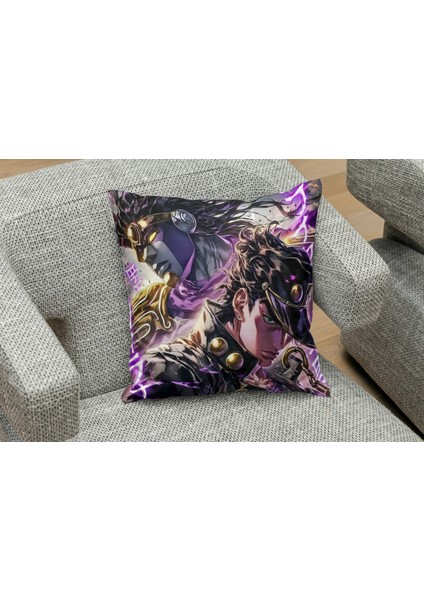 Jojo 2 No Mor Desenli Kare Yastık Kılıfı