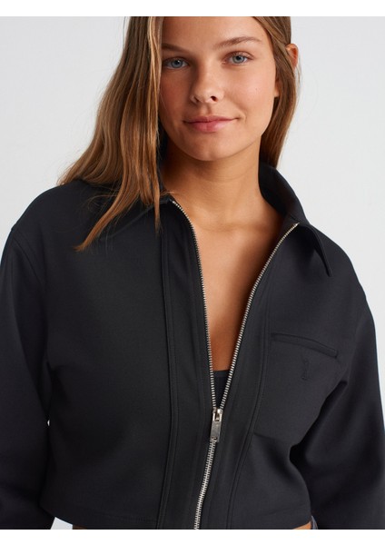 60748 Crop Ceket-Siyah fırsatları