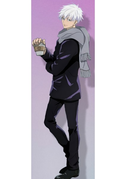 Anime-Jujutsu Kaisen - Gojo Satoru Atkılı Desenli Sarılma Yastığı Kılıfı