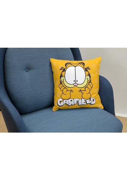 Garfield Sevimli Kedi Desenli Kare Yastık Kılıfı