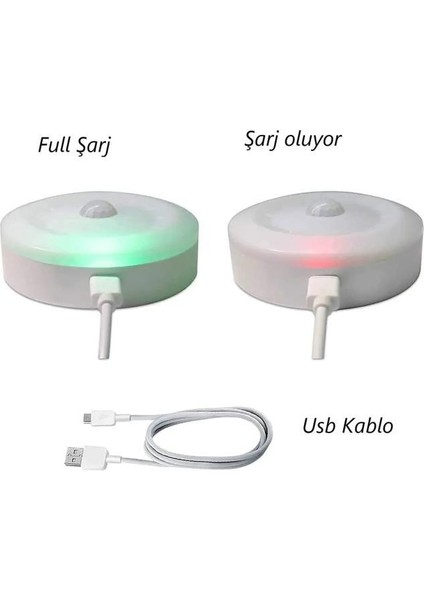 8 LED Hareket Sensörlü Beyaz Işık USB Şarjlı Mıknatıslı Lamba Merdiven Oda Dolap Işığı Gece Lambası