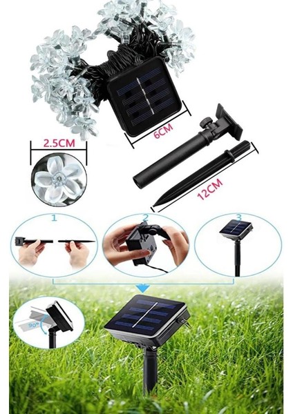 6 Metre 30 LED Çiçek Solar Lamba Güneş Enerjili Rgb Renkli Işık Bahçe Aydınlatma Parti Süs Lambası