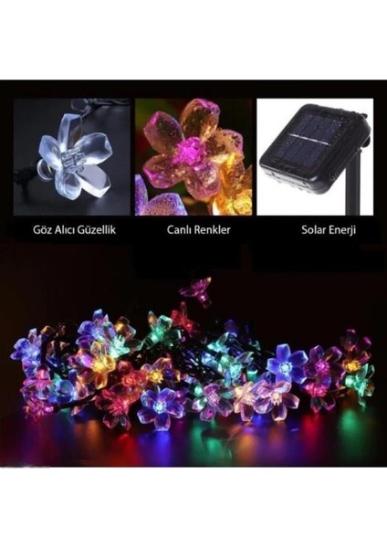 6 Metre 30 LED Çiçek Solar Lamba Güneş Enerjili Rgb Renkli Işık Bahçe Aydınlatma Parti Süs Lambası