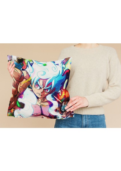 One Piece Gear 5 Luffy Desenli Kare Yastık Kılıfı