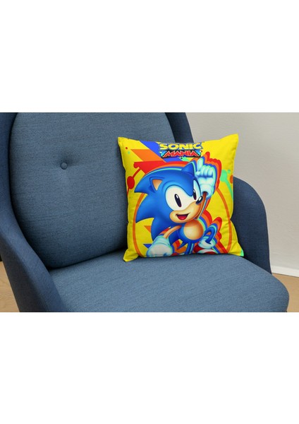 Sonic Desenli Kare Yastık Kılıfı