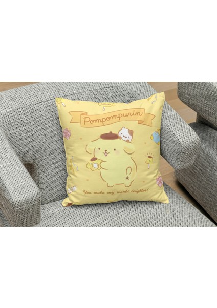 Sanrio Karakterleri Pompompurin Desenli Kare Yastık Kılıfı