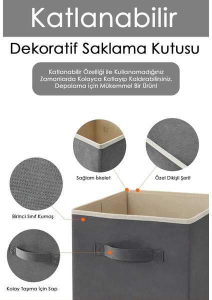 Tekno Trust 3'lü Dolap Içi Düzenleyici , Çamaşır Oyuncak Saklama Kutusu Sepet Organizer 33X30X30