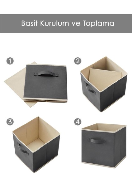 Tekno Trust 3'lü Dolap Içi Düzenleyici , Çamaşır Oyuncak Saklama Kutusu Sepet Organizer 33X30X30