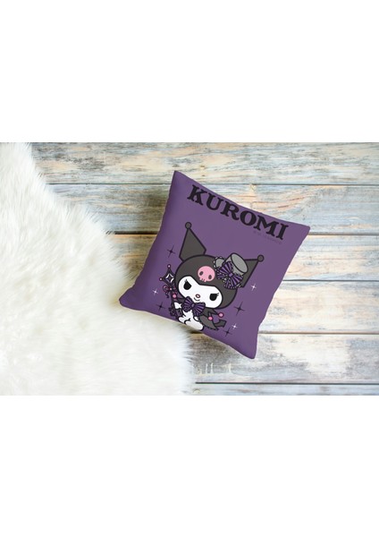Kuromi Mor Desenli Kare Yastık Kılıfı