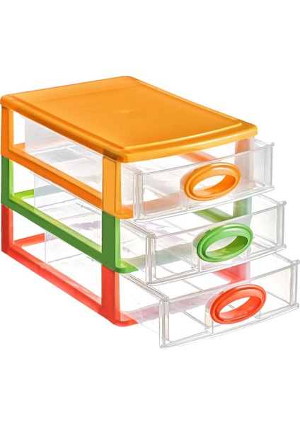 Tekno Trust 3 Bölmeli Renkli Çekmece Çekmeceli Organizer - DDLC-830