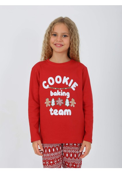 Kız Çocuk Uzun Kollu Pamuklu Pijama Takımı Cookie Team