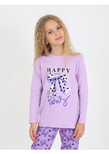 Kız Çocuk Uzun Kollu %100 Pamuklu Pijama Takımı Place Paris