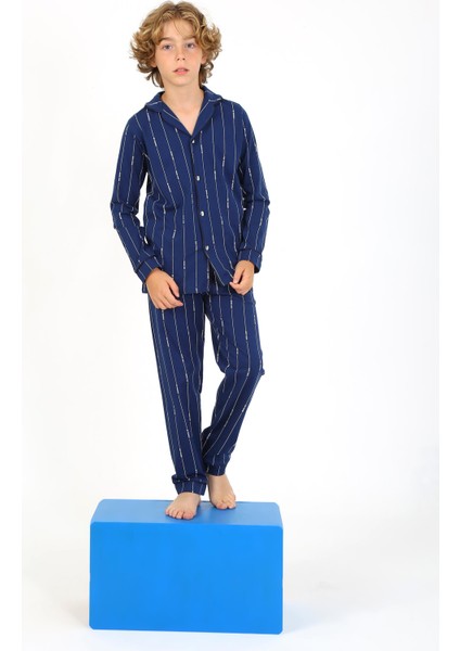 Erkek Çocuk Uzun Kollu %100 Pamuklu Düğmeli Pijama Takımı Leo Uzun fiyatları