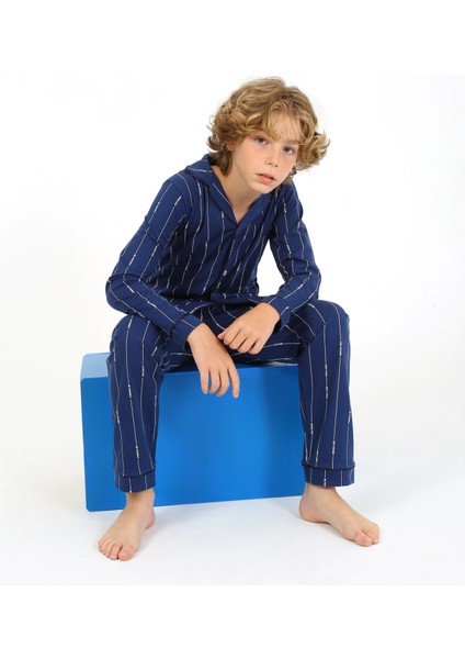 Erkek Çocuk Uzun Kollu %100 Pamuklu Düğmeli Pijama Takımı Leo Uzun modelleri