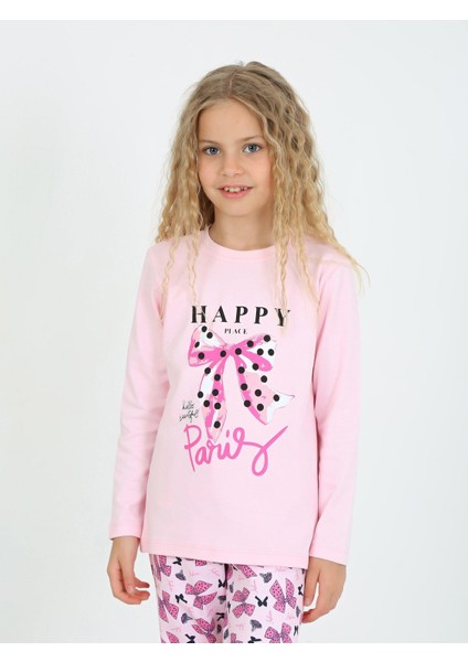 Kız Çocuk Uzun Kollu %100 Pamuklu Pijama Takımı Place Paris