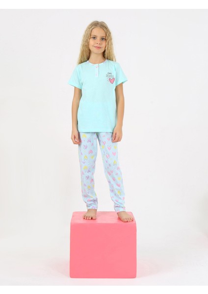 Kız Çocuk Kısa Kollu Pamuklu Düğme Detaylı Dreamer Pijama Takımı modelleri
