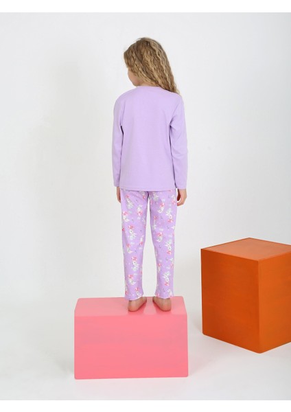 Kız Çocuk Uzun Kollu %100 Pamuklu Pijama Takımı Snuggle Bunny