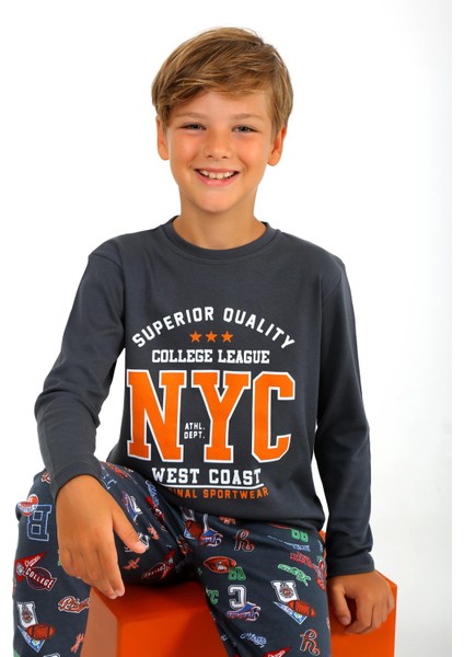 Erkek Çocuk Uzun Kollu %100 Pamuklu Pijama Takımı West Coast