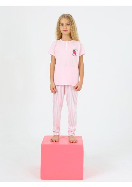 Kız Çocuk Kısa Kollu Pamuklu Strawberry Pijama Takımı Pembe modelleri