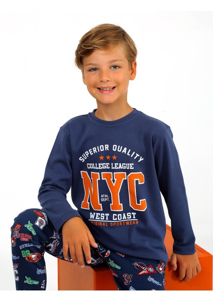 Erkek Çocuk Uzun Kollu %100 Pamuklu Pijama Takımı West Coast