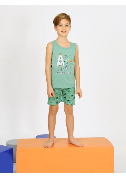 Erkek Çocuk Askılı %100 Pamuklu Give Me Pijama Takımı
